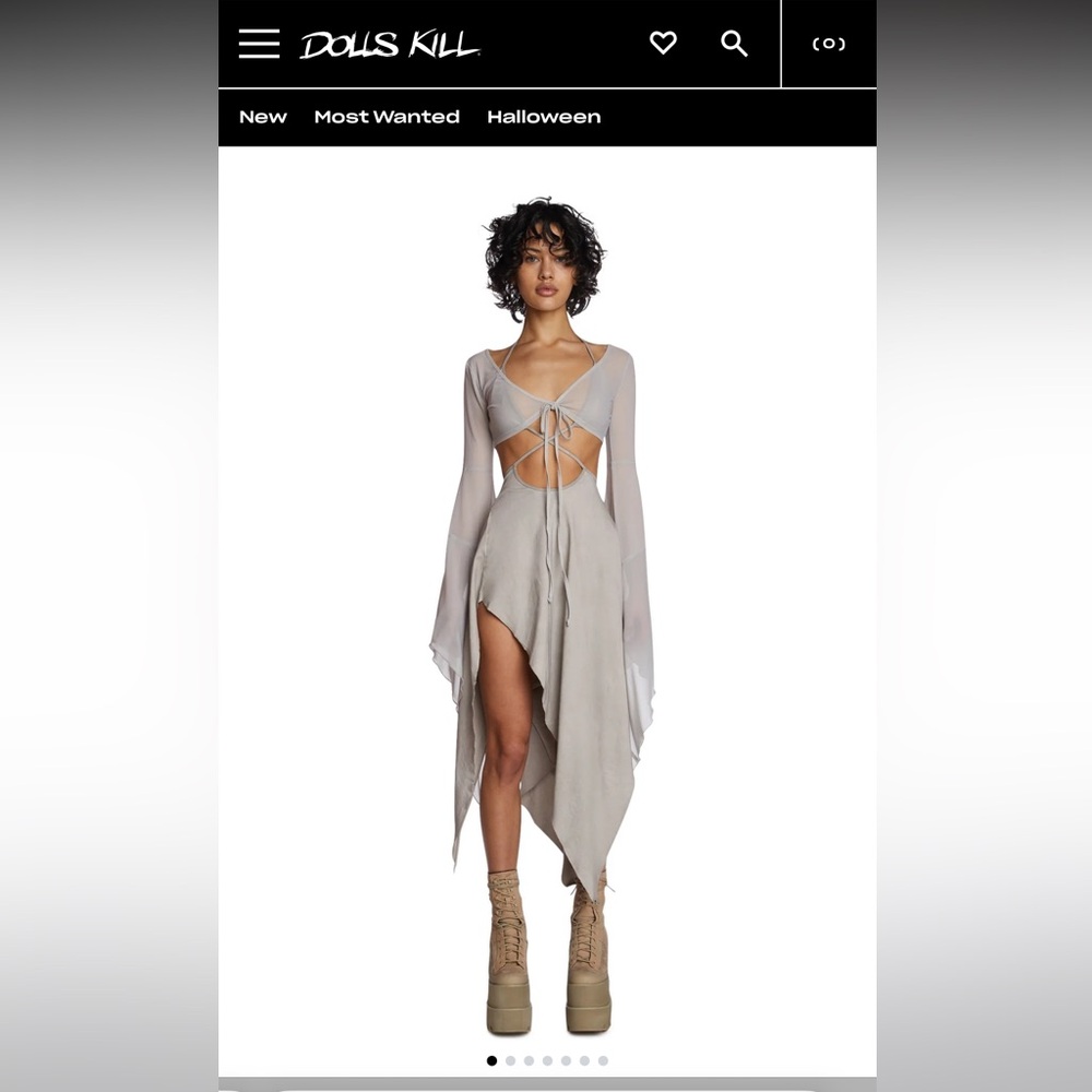 ECHO ASYMMETRICAL MESH WRAP DRESS - OFF WHITE